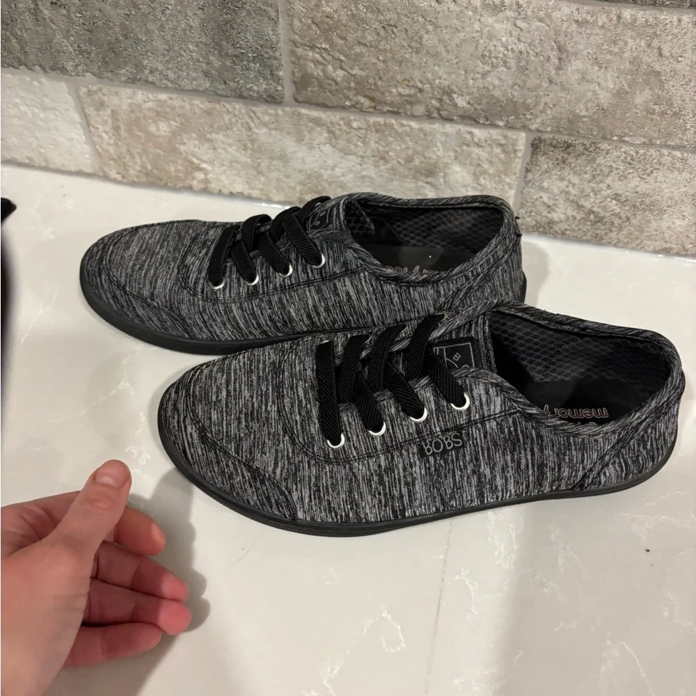 Skechers BOBS Memory Foam Sneakers – Black/Gray Knit – Women’s 6.5 - Picture 9 of 11